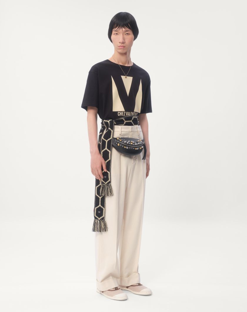Valentino Handbags T-shirt In Cotone Con Stampa Chez Valentino per Uomo in Rosso | Valentino IT 2025