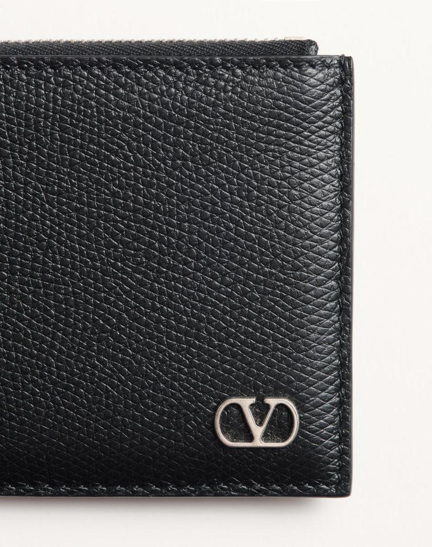 Valentino Handbags Portacarte Vlogo Signature In Vitello Granato per Uomo in Nero | Valentino IT In Linea