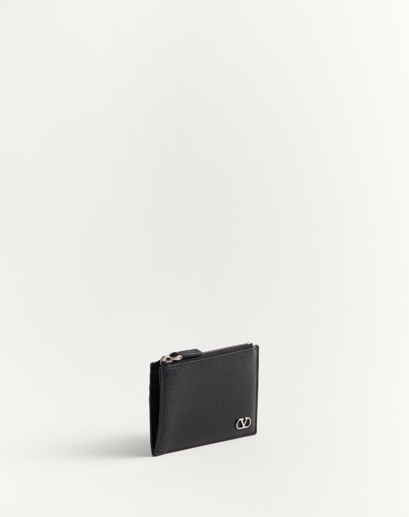 Valentino Handbags Portacarte Vlogo Signature In Vitello Granato per Uomo in Nero | Valentino IT In Linea