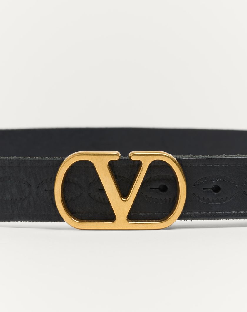 Valentino Handbags Cintura Vlogo Signature In Vitello 30 Mm per Uomo in Dark Aubergine | Valentino IT Nuovo
