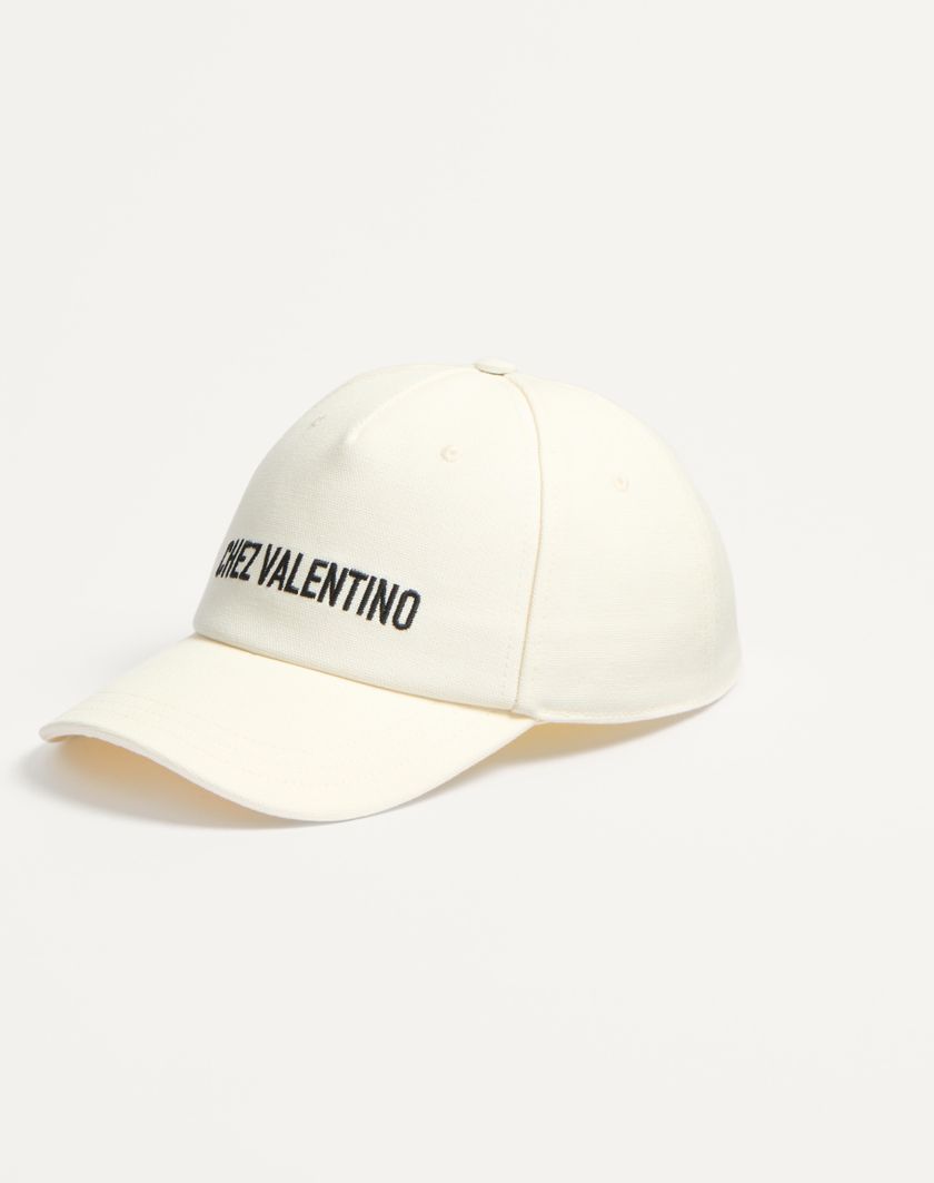 Valentino Handbags Baseball Cap Chez Valentino In Cotone Con Ricamo per Uomo in Avorio/nero | Valentino IT Affare Del Giorno