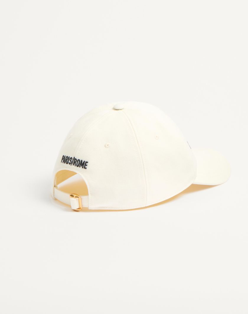 Valentino Handbags Baseball Cap Chez Valentino In Cotone Con Ricamo per Uomo in Avorio/nero | Valentino IT Affare Del Giorno