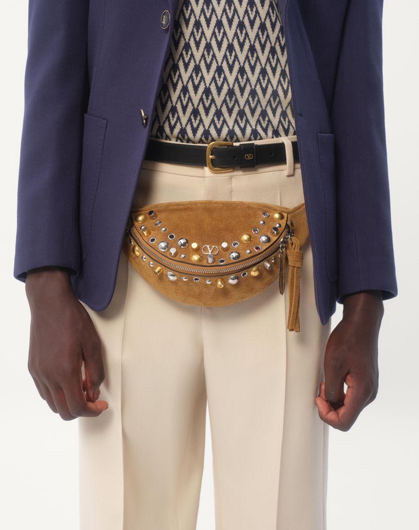 Valentino Handbags Maglione In Lana Con Motivo Jacquard Toute La V per Uomo in Navy/crema | Valentino IT Sottocosto
