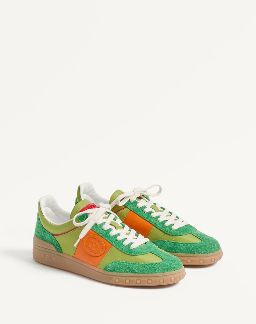 Valentino Handbags Sneaker Low Top Upvillage In Crosta E Nylon per Uomo in Green Briar/chartreuse/pumpkin/corallo | Valentino IT Offerta