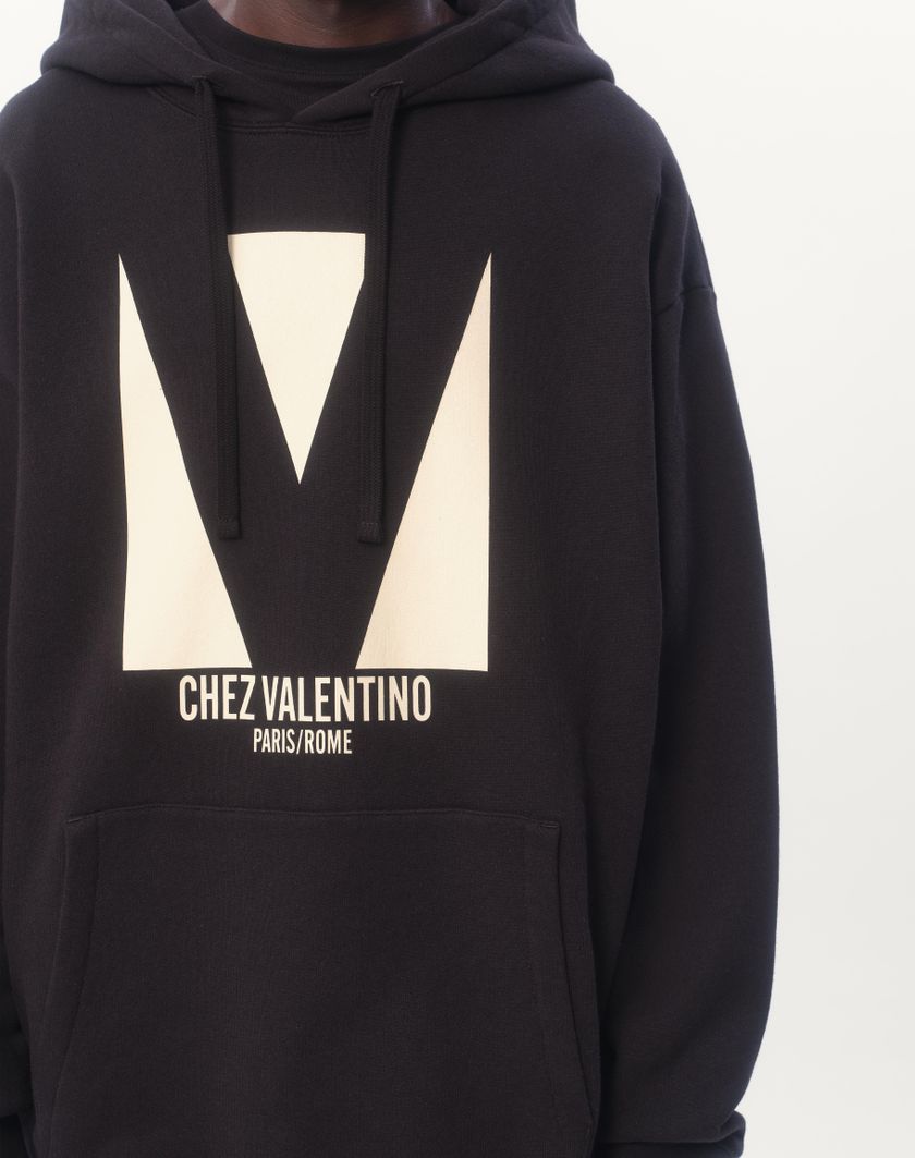 Valentino Handbags Felpa In Cotone Con Cappuccio E Stampa Chez Valentino per Uomo in Avorio | Valentino IT Vendite Flash