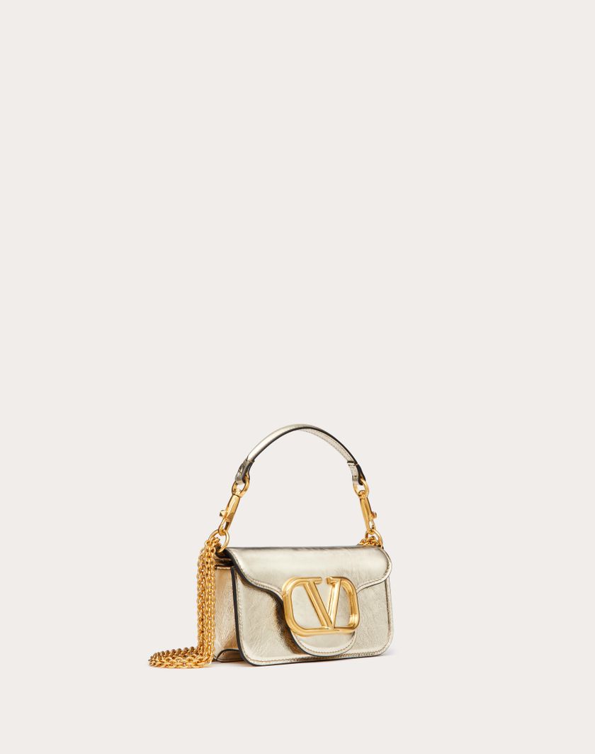 Valentino Handbags Borsa Piccola A Spalla Valentino Garavani Locò In Vitello Metallizzato per Donna in Platino | Valentino IT Moda