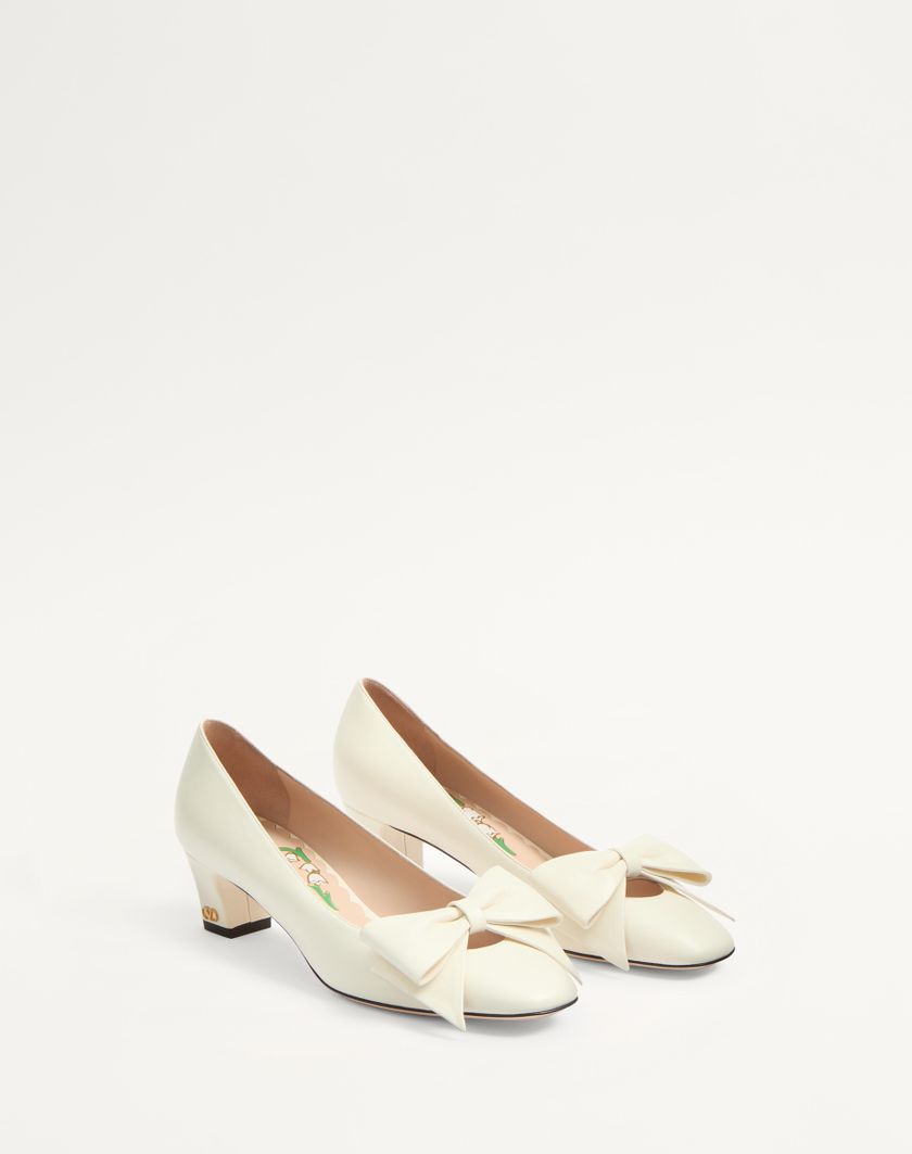 Valentino Handbags Décolleté Bowow In Capretto 45mm per Donna in Avorio | Valentino IT Nuovo