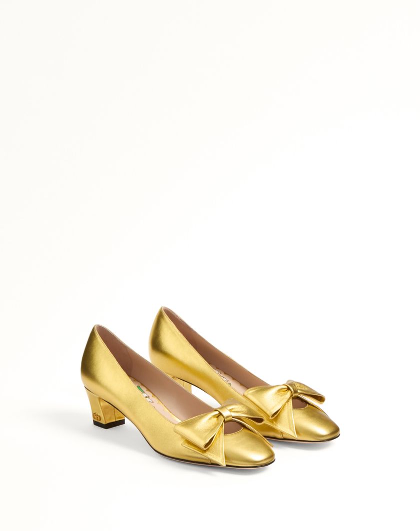 Valentino Handbags Décolleté Bowow In Nappa Laminata 45mm per Donna in Silver | Valentino IT Vendita