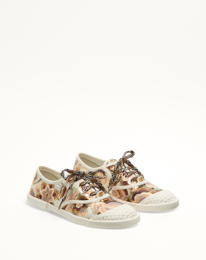 Valentino Handbags Sneaker Bay By Bay In Tessuto Jacquard Apres L'hiver per Donna in Avorio | Valentino IT Economico