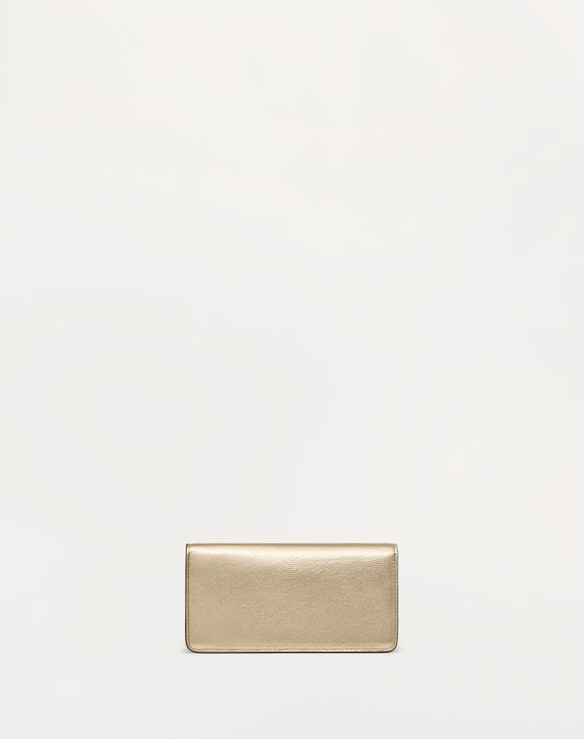 Valentino Handbags Portafoglio Con Catena Vlogo Signature In Vitello Granato Metallizzato per Donna in Platino | Valentino IT Outlet