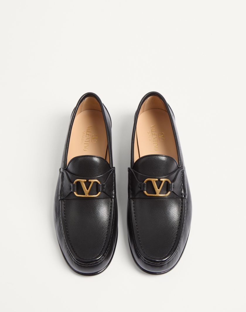 Valentino Handbags Mocassino Vlogo Signature In Bufalo per Uomo in Bark Brown | Valentino IT Saldi Di Fabbrica