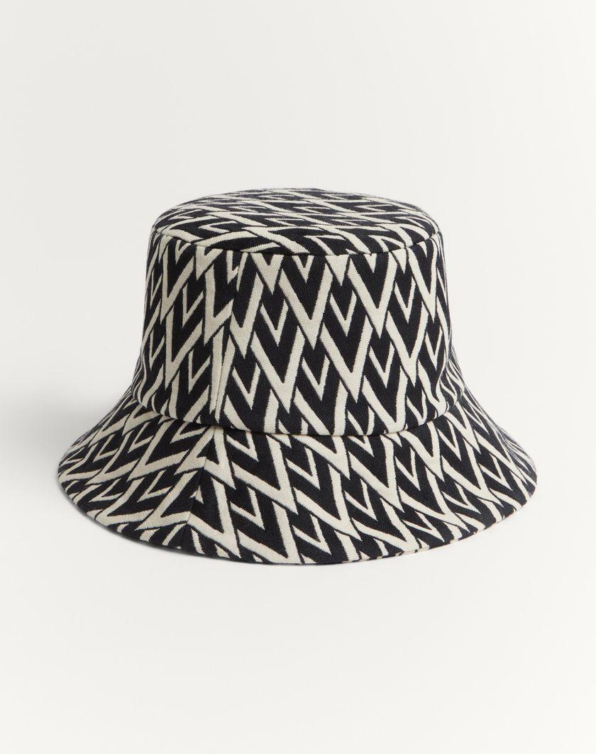Valentino Handbags Cappello Bucket Toute La V In Lana per Donna in Nero/crema | Valentino IT Negozio