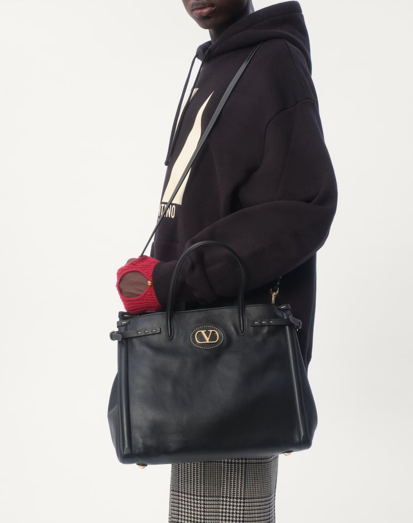 Valentino Handbags Felpa In Cotone Con Cappuccio E Stampa Chez Valentino per Uomo in Nero | Valentino IT In Saldo