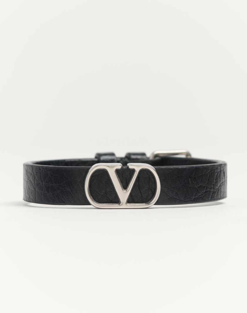 Valentino Handbags Bracciale Vlogo Signature In Vitello Granato per Uomo in Nero | Valentino IT Italy