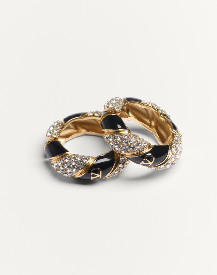 Valentino Handbags Orecchini Valentino Garavani Pas Plus In Metallo Smalto Perla E Cristalli Swarovski® per Uomo in Oro/nero/crystal | Valentino IT 2025