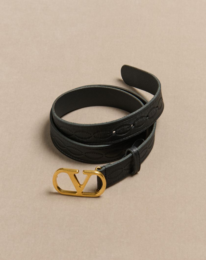 Valentino Handbags Cintura Vlogo Signature In Vitello 30 Mm per Uomo in Nero | Valentino IT Spedizione Gratuita