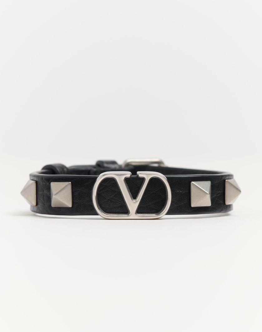 Valentino Handbags Bracciale Vlogo Signature In Vitello Granato per Uomo in Nero | Valentino IT Pezzi Unici