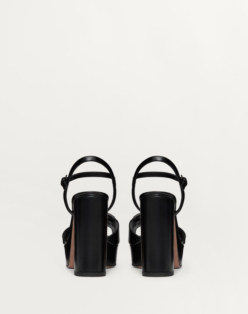 Valentino Handbags Sandalo Con Plateau Vlogo Signature In Vitello 115mm per Donna in Nero | Valentino IT Affare Del Giorno