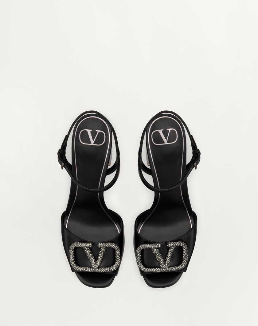 Valentino Handbags Sandalo Con Plateau Vlogo Signature In Vitello 115mm per Donna in Nero | Valentino IT Affare Del Giorno