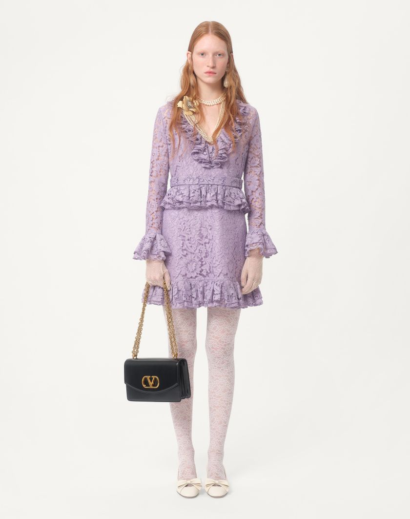 Valentino Handbags Abito Corto In Heavy Lace per Donna in Lavanda | Valentino IT Sconto