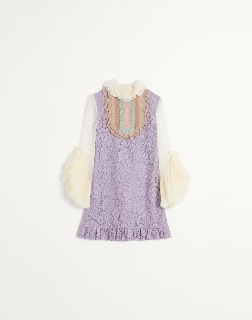 Valentino Handbags Abito Corto In Heavy Lace Ricamato per Donna in Multicolor | Valentino IT Vendita Calda
