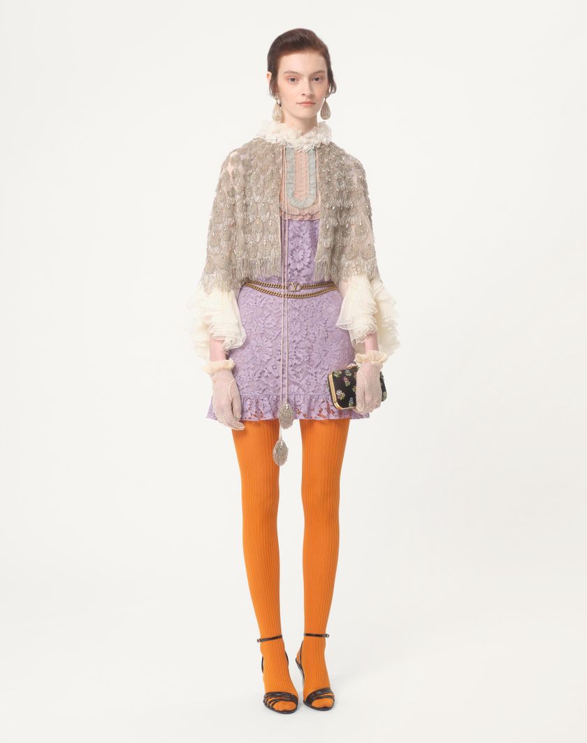 Valentino Handbags Abito Corto In Heavy Lace Ricamato per Donna in Multicolor | Valentino IT Vendita Calda