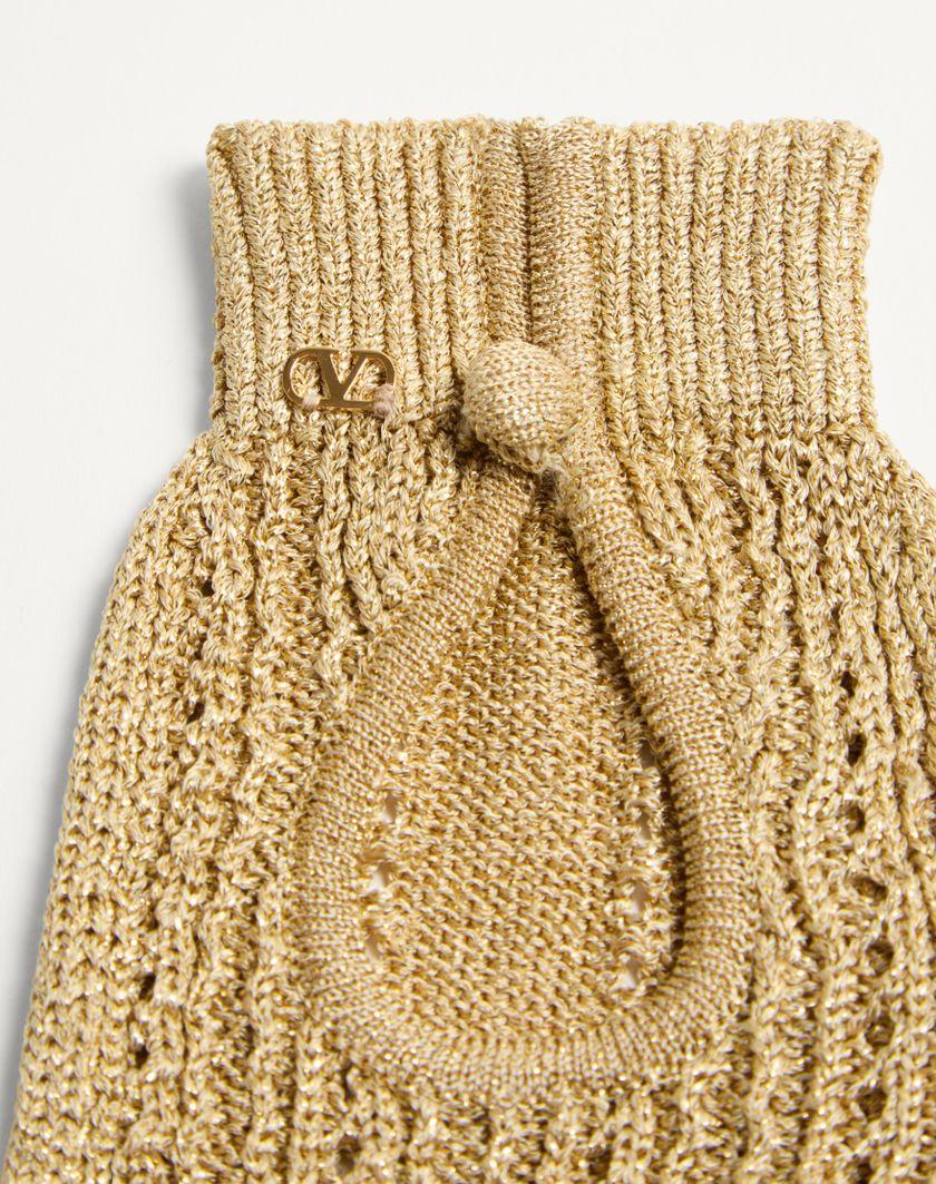 Valentino Handbags Guanti Fingerless Knitted In Lurex per Donna in Oro | Valentino IT Vendite Flash
