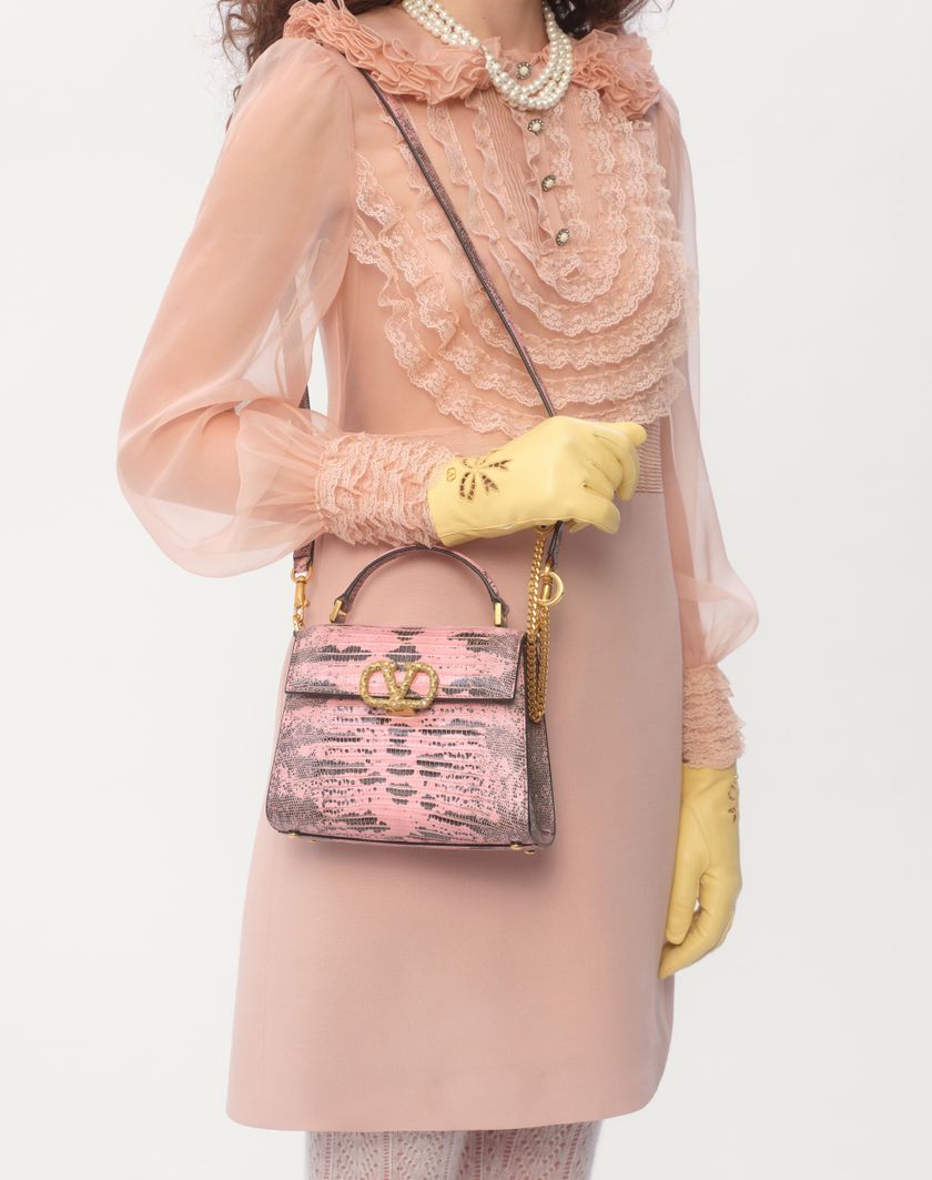 Valentino Handbags Borsa A Mano Mini Valentino Garavani Vsling In Tejus Con Logo Gioiello per Donna in Rosa | Valentino IT Vendita