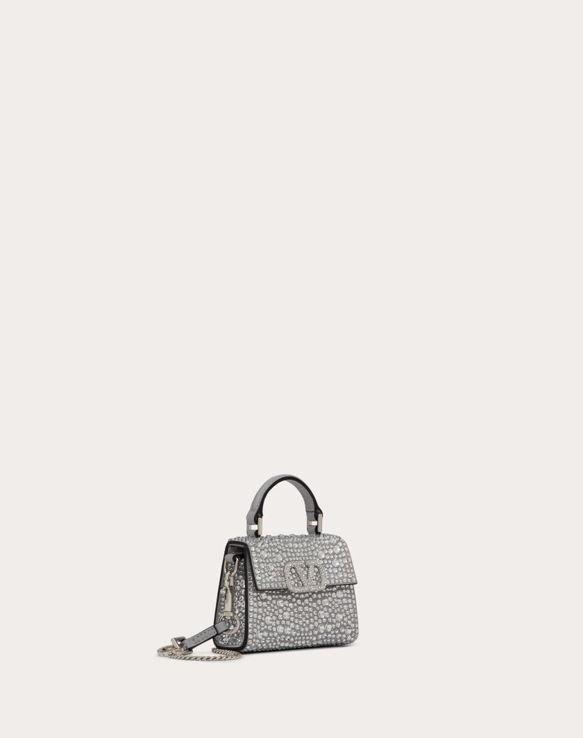 Valentino Handbags Borsa A Mano Micro Vsling Ricamata per Donna in Grigio/crystal | Valentino IT Sconto