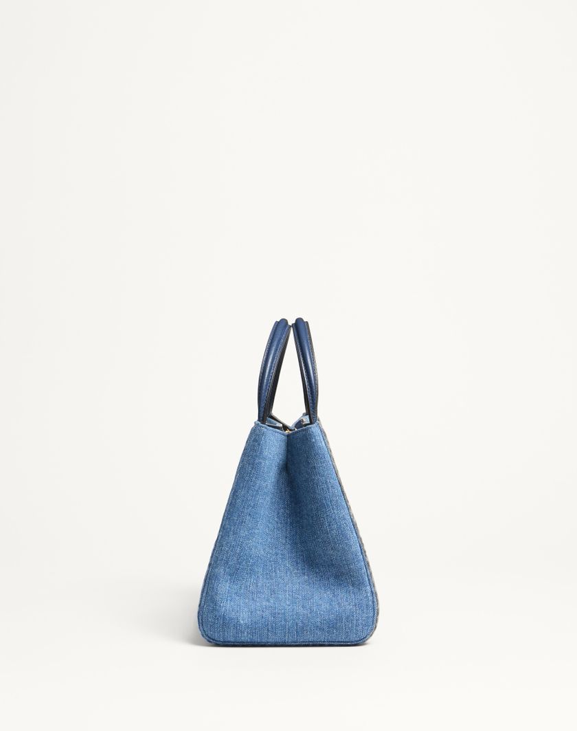 Valentino Handbags Borsa A Mano Media Valentino Garavani Alltime In Denim Con Tracolla Nastro Ricamato per Donna in Denim/worker/multicolor | Valentino IT Offerta