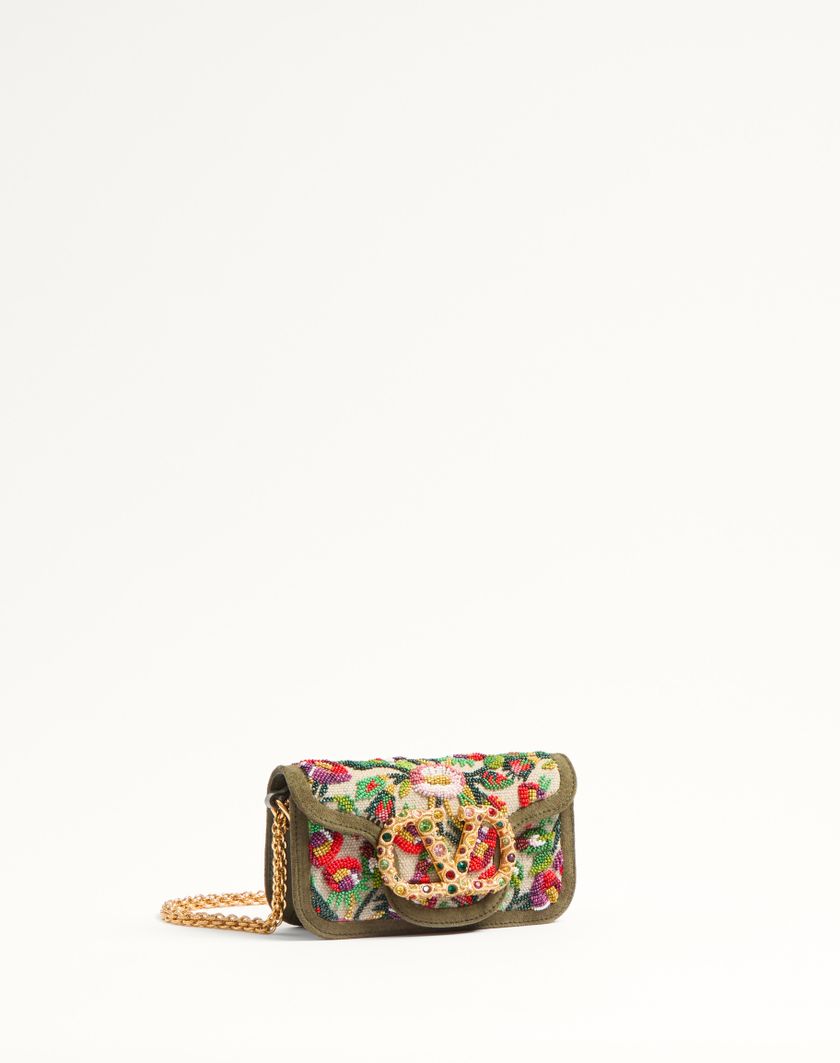 Valentino Handbags Borsa Piccola A Spalla Valentino Garavani Locò Ricamata Con Logo Gioiello per Donna in Naturale/multicolor | Valentino IT Nuovo