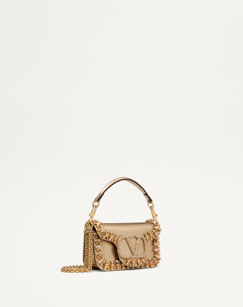 Valentino Handbags Borsa Piccola A Spalla Valentino Garavani Locò Ricamata per Donna in Crystal/oro | Valentino IT Soddisfazione Garantita