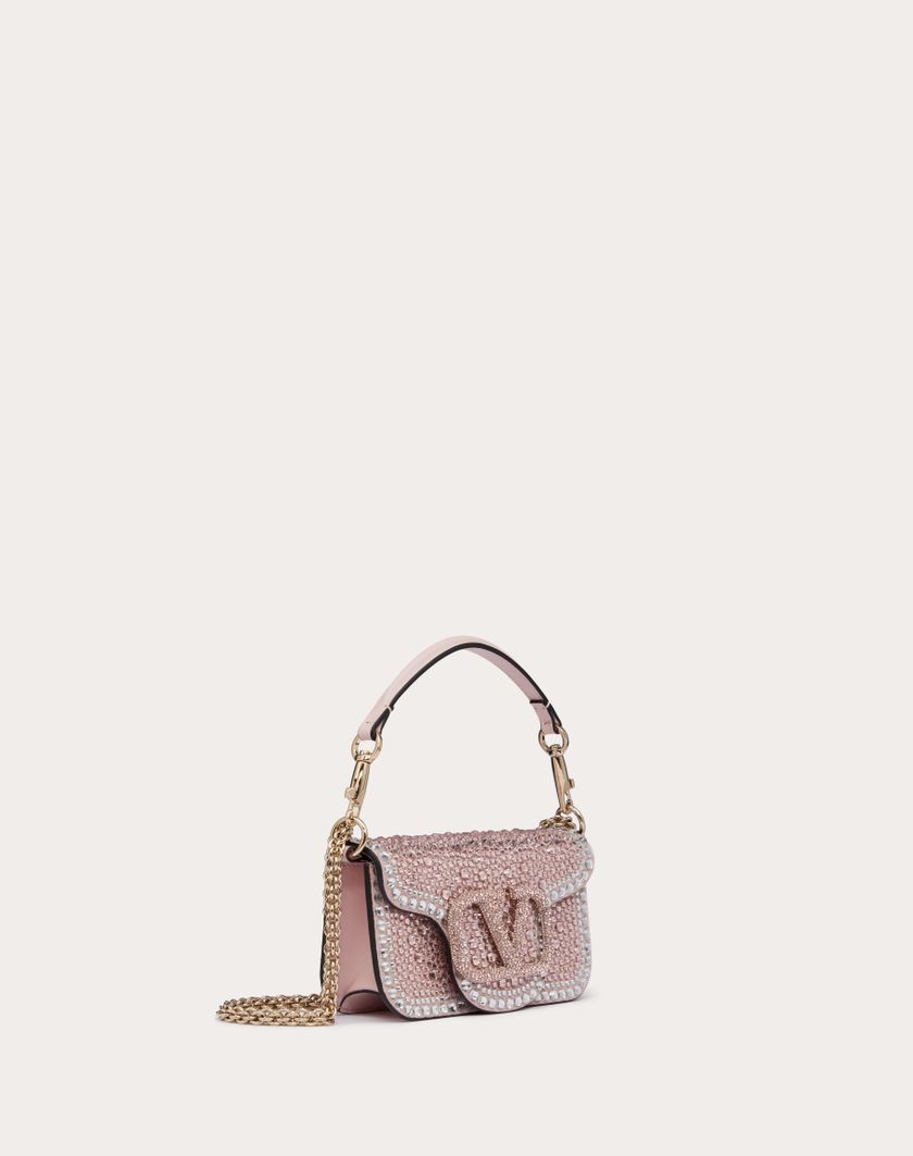 Valentino Handbags Borsa Piccola A Spalla Valentino Garavani Locò Con Strass per Donna in Crystal/rose Quartz/platino | Valentino IT Negozi Online