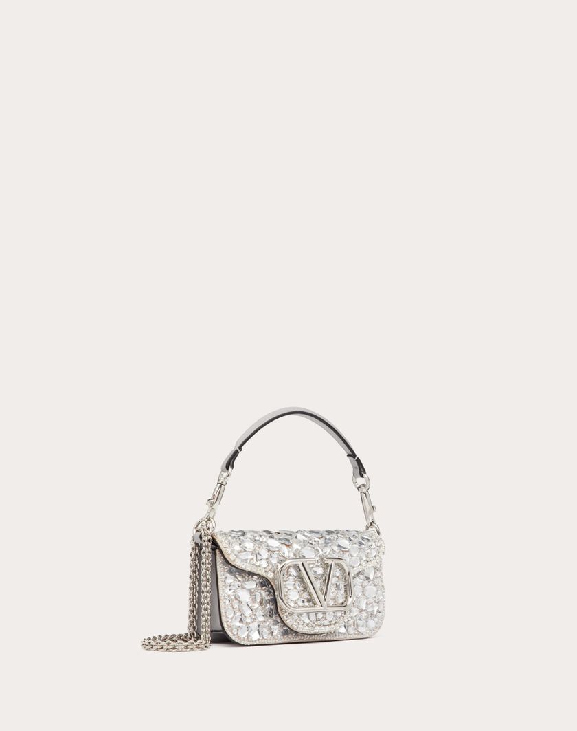 Valentino Handbags Borsa Piccola A Spalla Locò Con Cristalli per Donna in Argento | Valentino IT Fino Al -60%
