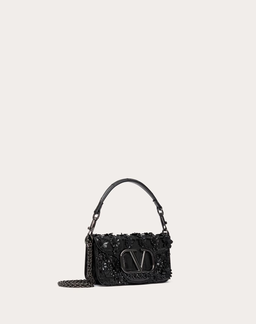 Valentino Handbags Borsa Piccola A Spalla Valentino Garavani Locò Ricamata In Anguilla per Donna in Nero | Valentino IT Prezzo Ridotto
