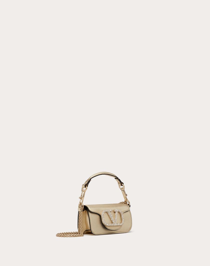 Valentino Handbags Borsa Micro Con Catena Valentino Garavani Locò Con Logo Gioiello per Donna in Platino/crystal | Valentino IT Hotsell
