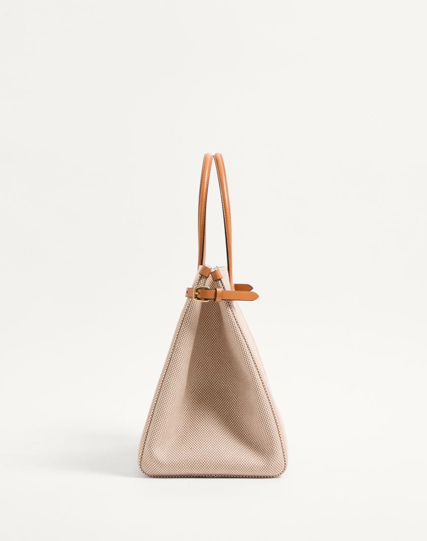 Valentino Handbags Borsa Shopping Media Valentino Garavani Antibes In Canvas per Donna in Naturale/tabacco | Valentino IT In Saldo