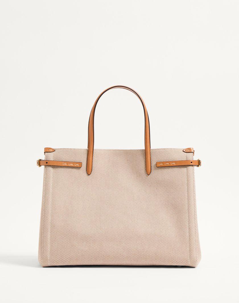 Valentino Handbags Borsa Shopping Media Valentino Garavani Antibes In Canvas per Donna in Naturale/tabacco | Valentino IT In Saldo