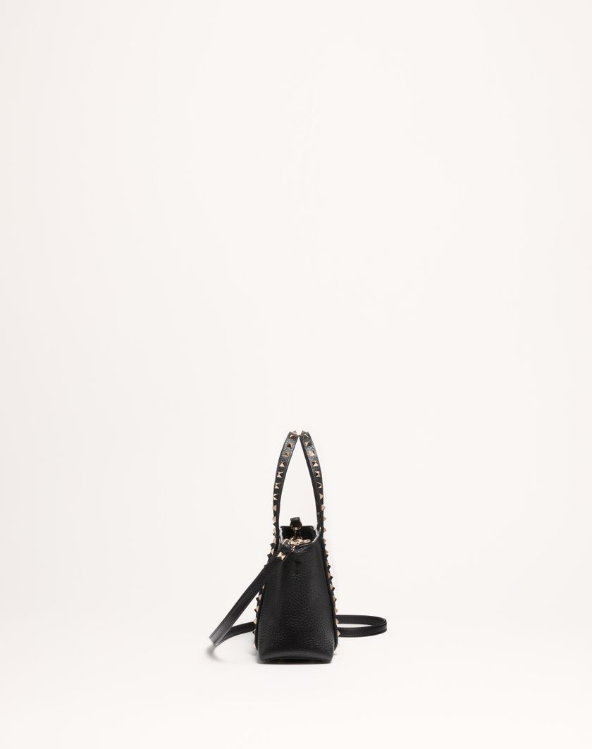 Valentino Handbags Borsa Shopping Piccola Valentino Garavani Rockstud In Vitello Granato per Donna in Nero | Valentino IT Italy