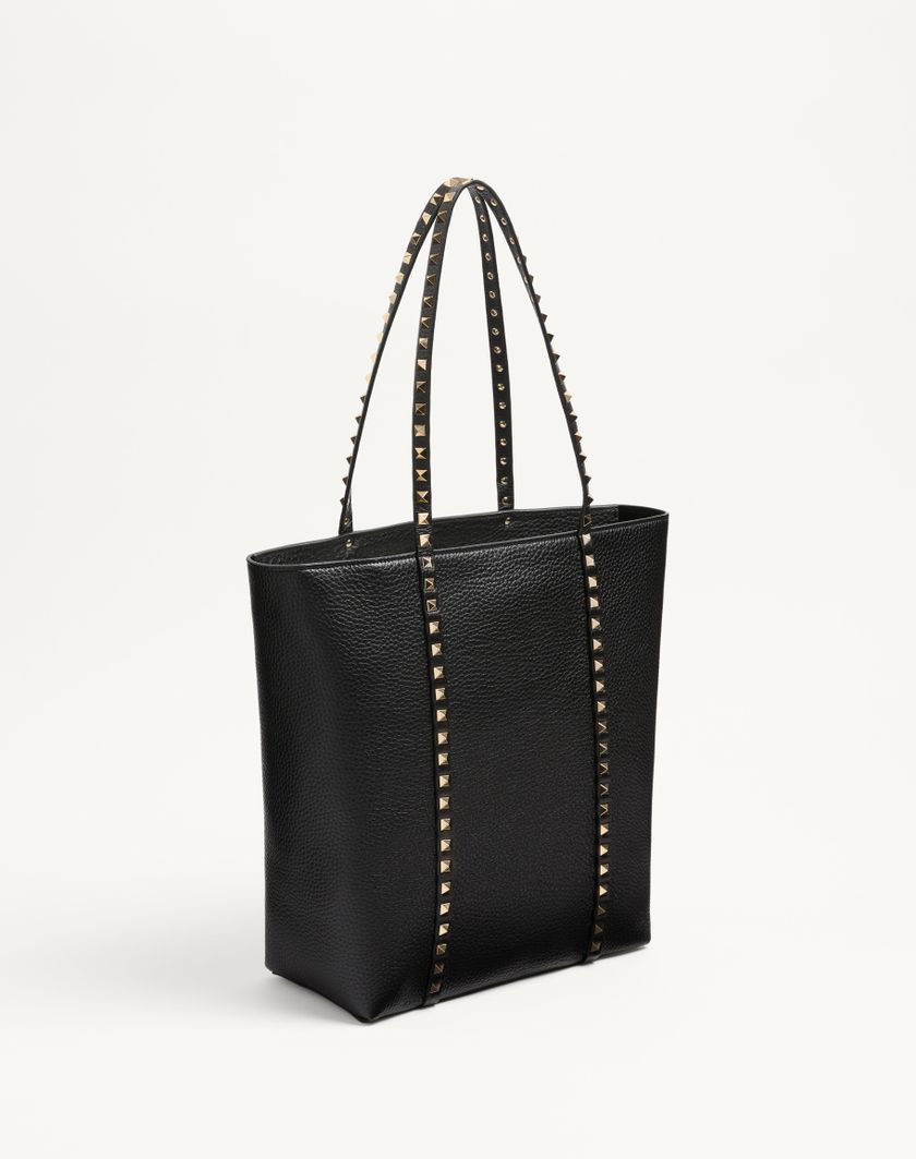 Valentino Handbags Borsa Shopping Valentino Garavani Rockstud In Vitello Granato per Donna in Nero | Valentino IT Italia