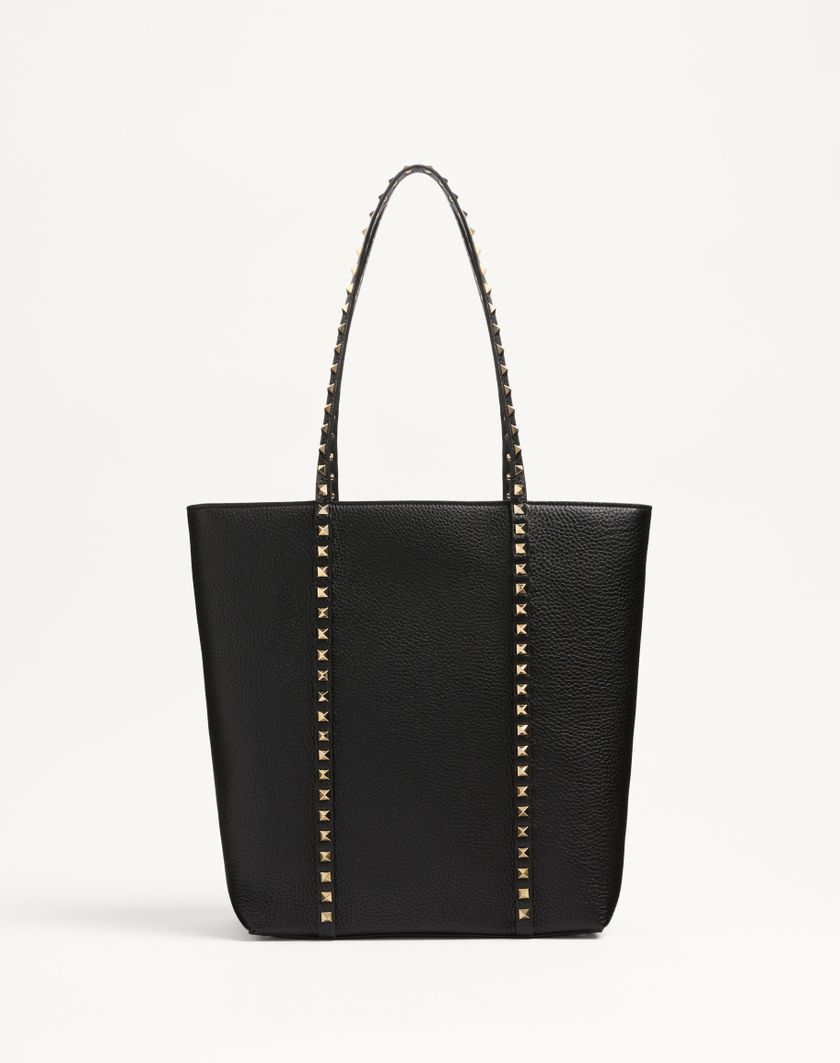 Valentino Handbags Borsa Shopping Valentino Garavani Rockstud In Vitello Granato per Donna in Nero | Valentino IT Italia