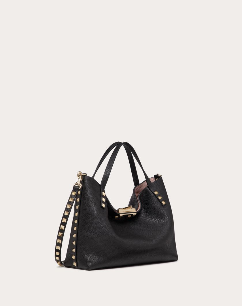 Valentino Handbags Borsa Piccola Rockstud In Vitello Granato Con Fodera A Contrasto per Donna in Nero/rose Quartz | Valentino IT 2025