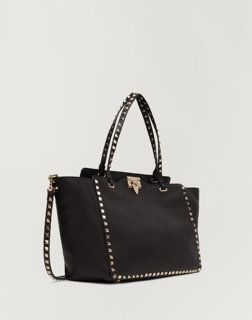 Valentino Handbags Borsa Media Rockstud In Vitello Granato per Donna in Nero | Valentino IT Nuovo