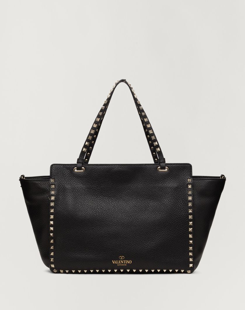 Valentino Handbags Borsa Media Rockstud In Vitello Granato per Donna in Nero | Valentino IT Nuovo
