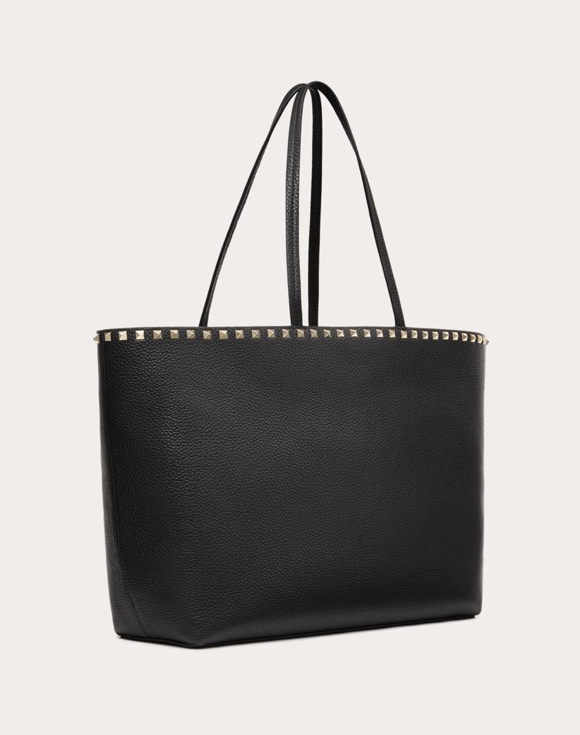 Valentino Handbags Borsa Shopping Rockstud In Vitello Granato per Donna in Nero | Valentino IT Vendita