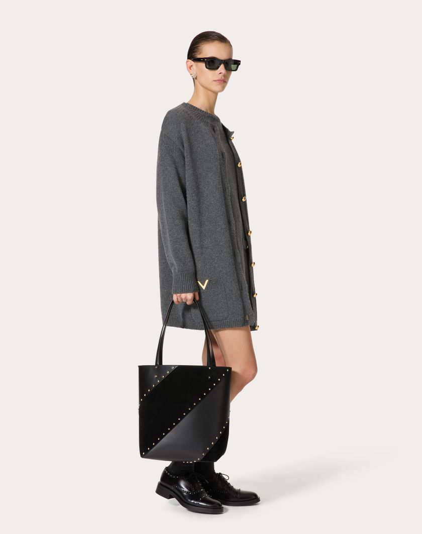 Valentino Handbags Borsa Shopping Valentino Garavani Valentino Garavani Rockstud Wispy In Vitello E Camoscio per Donna in Nero | Valentino IT Pezzi Unici