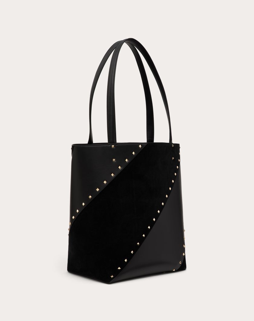 Valentino Handbags Borsa Shopping Valentino Garavani Valentino Garavani Rockstud Wispy In Vitello E Camoscio per Donna in Nero | Valentino IT Pezzi Unici