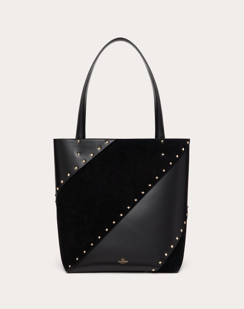 Valentino Handbags Borsa Shopping Valentino Garavani Valentino Garavani Rockstud Wispy In Vitello E Camoscio per Donna in Nero | Valentino IT Pezzi Unici
