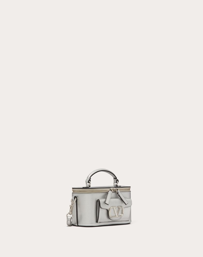Valentino Handbags Mini Borsa A Mano Locò In Vitello Metallizzato per Donna in Argento | Valentino IT Shopping Online