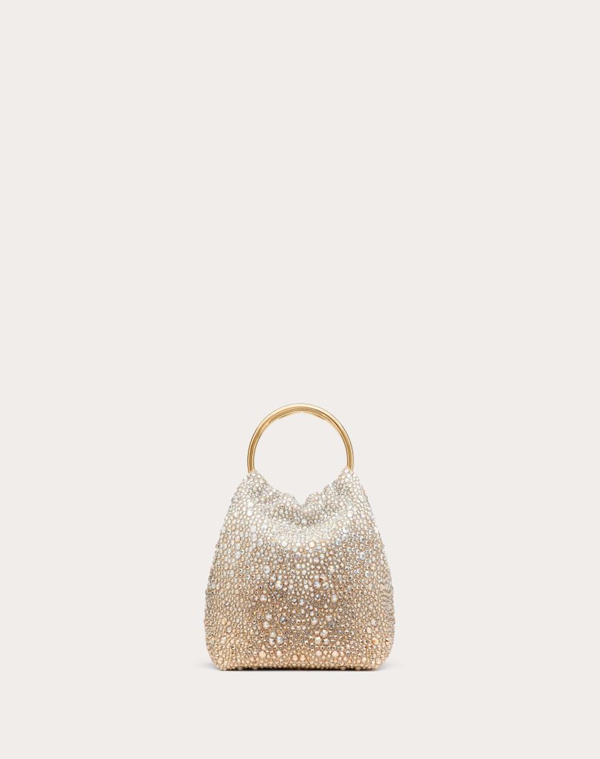Valentino Handbags Borsa Piccola A Secchiello Valentino Garavani Carry Secrets Ricamata per Donna in Nocciola/crystal/oro | Valentino IT Presa